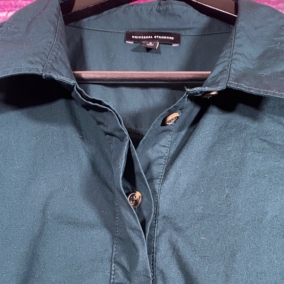 Universal Standard Women’s Small Green Button-Up Long Sleeve Shirt Cotton Blend - Picture 5 of 11